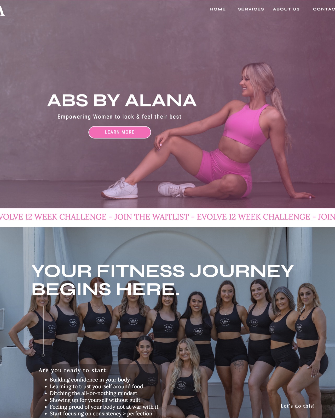 Abs by Alana fitness coaching website designed by Studio Willow